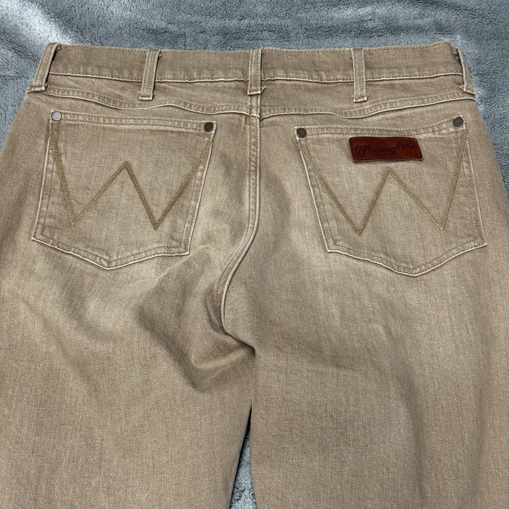Wrangler Retro Slim Straight Jeans Mens 34x36 Tan Denim